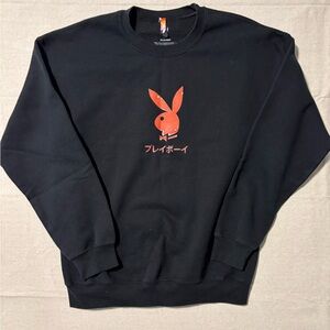 Playboy SweatShirt Men Large Black Tokyo Ace of Hearts Card Anime Girl Y2K